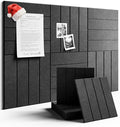 Felt Bulletin Board Tiles Large 36" x 24"Cork Board Alternative-6 Pack with 40 Adhesive Tabs, Thick Slat Wall Panels for Office Decor, Push Pin Board Wall Organizer Alternative-Charcoal Gray