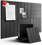 Felt Bulletin Board Tiles Large 36" x 24"Cork Board Alternative-6 Pack with 40 Adhesive Tabs, Thick Slat Wall Panels for Office Decor, Push Pin Board Wall Organizer Alternative-Charcoal Gray