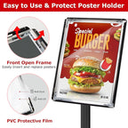 3 Pack Heavy Duty Sign Holder Stand 11x17 Inch - Pedestal Floor Standing Sign Holder with Weighted Base - Vertical & Horizontal Poster/Menu Display Stands for Indoor/Outdoor Advertising, Black