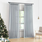 Vision Home Blue Grey Pinch Pleated Semi Sheer Curtains Textured Linen Blended Light Filtering Window Curtains 108 inch for Living Room Bedroom Pinch Pleat Drapes with Hooks 2 Panels 9ft 40" Wx108 L