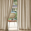 MIULEE Non-See-Through Privacy Linen Curtains 2 Panels, Light Filtering Window Curtains Farn House Textured Back Tab Semi Sheer Drapes for Bedroom Living Room, 52 x 63 Inches Long, Copper Brown