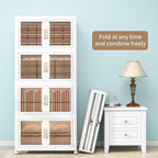 Large Clear Stackable Storage Bins with Lids, 628QT-157QT*4Tier Foldable Cabinet for Closet Organizers, Plastic Storage Box with Wheels White
