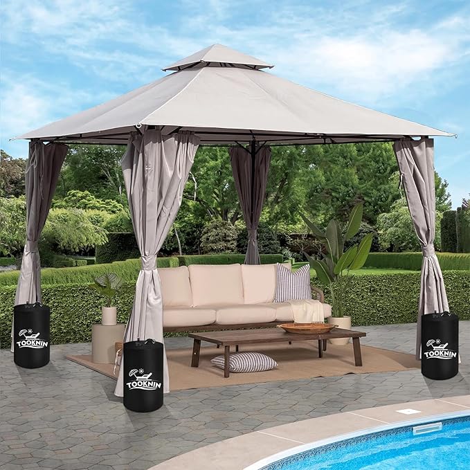 Canopy Tent Weight,115 LBS Canopy Weights Water Bags,4PCS Gazebo Weights, Heavy Duty Leg Weights for Pop Up Canopies Outdoor Shelter Umbrella Pool Ladder,Black