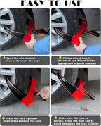 Tevlaphee Universal Wheel Lock Heavy Duty Security Trailer Wheel Lock Anti Theft Wheel Locks for Cars SUV Camper Motorcycle Trailer Great Deterrent Bright Color with 3 Keys (Black-red)