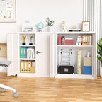 INTERGREAT Metal Garage Storage Cabinet, 36" Lockable Storage Cabinet with 2 Doors and 2 Adjustable Shelves, Steel White File Cabinet Great for Home Office, Garage, Warehouse, Study Room