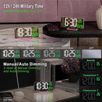 KOSUMOSU Pink Digital Clock 6.7in Desk Clock with Dual Alarm Clock, Dimming, 12/24h, Date, Day of Week, Temp, Digital LED Clock, Alarm Clock for Table, Digital Calendar Table Clocks for Bedrooms