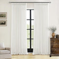 Pinch Pleated Linen Curtains 96 Inches Long for Living Room Bedroom Light Filtering Boho Window Drape 96 inch 2 Panels with Hooks Rings 8ft Cream Beige White Sliding Glass Door Semi Sheer Curtain