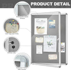 Geetery 24 x 18 Inch Enclosed Fabric Bulletin Board Tamperproof Lockable Noticeboard Fabric&Aluminium Frame Display Cases Wall-Mounted Display for School, Office Secure, Durable