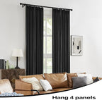 DUALIFE 2 Panels Pinch Pleated Blackout Curtains, Back Tab with Hooks, Extra Long Black Curtains/Drapes 132 Inch Length 11 FT,Thermal Insulated Draperies for Loft,(Black, 2 Panels,40" W x 132" L)