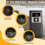 22 Gallon Outdoor Trash Can Waterproof Resin Garbage Can with Waste Labels Outside Trash Bin for Patio Kitchen Commercial Garbage Can Backyard or Deck Black