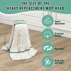 20oz Heavy Mop Replace Head, 3 Pack Commerical Replacement Mop，mop Head Replacement，Reusable Mop Head Refills-Replacement Mop Heads Suitable for Heavy Commercial Industrial Residential Areas