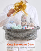 KALLAX Small Woven Basket, 14 x 10 x 5.6 Inches, Small Storage Baskets for Organizing, Gift Baskets Empty, Cute Rope Shelf Closet Storage Bins for Shelves, Dog Toy Basket, Mixed Black