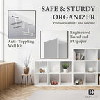 Fencer Wire 13-Inch Storage Organizer Shelf, Extra Thick Exterior Edge, Open Bookcase Divider, 6-8-9 Cube, Rustic Grey Oak and White