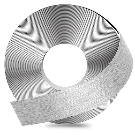 GSCIT Club Silver Edge Banding, 2 Inch x 25ft Aluminum Brushed Edge Banding PVC Edge Trim for Cabinet Repair Furniture