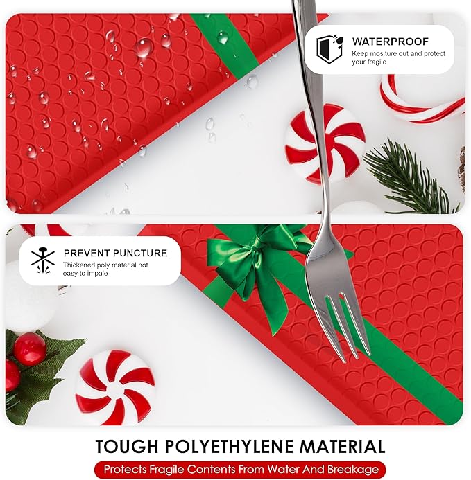 Christmas Poly Bubble Mailers | #2 Cushion Mailer, 8.5"x11" | Self Seal | Holiday Themed, Red Green Gift Packaging Envelope | Xmas Padded Envelopes | Shipping Bags Mailing Envelopes | 100 pack Bulk