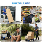 2 in 1 Folding Hand Truck with 2 Folding Basket,330lbs Capacity Heavy Duty Hand Truck,with Telescoping Handle and Rubber Wheels,Portable Dolly Cart with Bungee Cords for Moving,Travel,Shopping