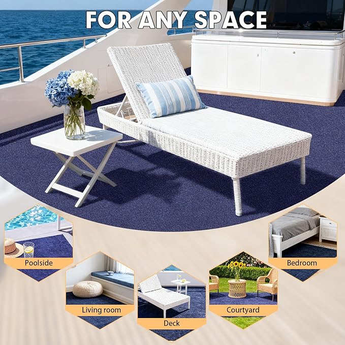 Marine Carpet,5 FT x 25 FT Deep Blue Indoor Outdoor Carpet 0.2" Thick Boat Carpet with Water-Proof TPE Backing, Non-Slide Outdoor Marine Carpet Roll for Home, Patio, Porch, Deck