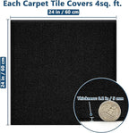 Carpet Tiles Peel and Stick 24” x 24”, Self Adhesive Soft Padded Flooring Stickers, Black Home Decor for Bedroom Living Room Office, 10 Tiles & 40 sq ft per Box