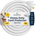 PROTECTO Heavy Duty Dog & Cat Cord Protector 10ft Long Sleeve, Easy-to-Use 3/8 in Cord Cover for Pet, Odorless White Color, No Chew Solution for Power, Audio & Video Wire Tubing, Fits 4-6 Cables