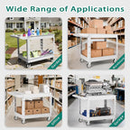Heavy Duty Utility Rolling Tool Cart, 550 lbs Capacity Plastic Rolling Carts with 360°Swivel Wheels, 40 x 25 Inch Service Cart, 2 Shelf Work Cart for Warehouse,Garage, Cleaning, Grey