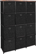 Storage Tower Unit with 12 Drawers, Vintage Floral Cube Organizer Shelf, Tall Fabric Dresser for Bedroom, Closet, Nursery, Hallway, Entryway