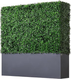 AGPL New Generation Artificial Hedge Green Wall with Dark Gray 201 Stainless Steel Planter Box (48" H 48" W12 D)