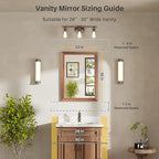 22x30 Inch Bathroom Mirror for Wall, Anti-Rust Walnut Wood Grain Metal Framed Bathroom Mirrors for Over Sink,Rectangler Mirrors for Bathroom Vanity, Farmhouse, Bedroom, Living Room, Entryway Decor