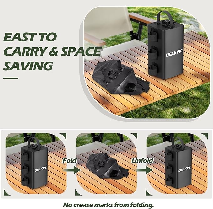 Canopy Weights, 88 LBS Heavy Duty Set of 4 Tent Water Leg Bags for Outdoor Gazebos, Umbrellas, Pergolas, Sunshades & Patio Furniture (Black 10L x 4)