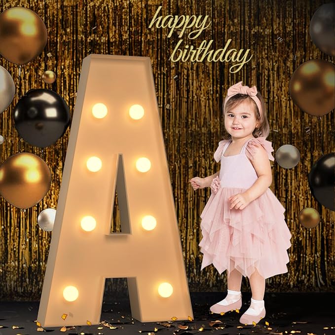 Marquee Letters 3 Feet Tall, 3FT Large Light up Letters A, Big Sign A with Warm White Light for Birthday Wedding Proposal Engagement Graduation Party Backdrop Decorations