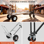 Aluminum Convertible Hand Truck, 800lbs 3 in 1 Folding Dolly Cart Lightweight Frame,Heavy Duty Industrial Platform Cart Handtruck for Construction, Logistics, Shopping, Home, Office Moving (Black)