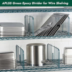 APLSS 4 Pack 24" Width Green Epoxy Shelf Divider for Wire Shelving, Dry&Wet Storage, NSF Certified