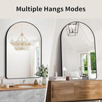 GLASHOM Arched Bathroom Mirror, 30"x48" Black Arched Mirror for Bathroom, Wall Mounted Mirror, Black Vanity Wall Mirror w/Metal Frame for Bedroom, Entryway, Living Room, Vertically Hanging