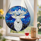 Stained Glass Window Hanging, Pauyadu 8 Inch Night Court Stained Glass Suncatcher, Sun Catchers Indoor Window, Home Decor for Windows, Nature Lover Gifts, Gifts for Women, Mom, Friend, Lover