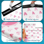 JinRuiKJ Poly Mailers with Handle 12x15.5 Inch 50 Pcs, Easy to Carry Packaging Bags for Small Business, Thank You Shipping Bags with Self Adhesive Strip, Tearproof and Waterproof - Pink Heart