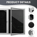 48"x36" Lockable Enclosed Bulletin Board, Outdoor Flet Weather-Resistant Aluminum Frame Notice Board, Wall Mounted Display Case Acrylic Doors for School,Office,Silver Frame w/Black Flet