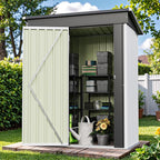 Patiowell 5x3 FT Outdoor Storage Shed, Garden Tool Shed with Sloping Roof and Lockable Door, Metal Shed for Backyard Garden Patio Lawn, White