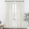 XTMYI 80 Inch Closet Curtains for Bedroom Closet Door,Linen Cotton Boho Semi Sheer Back Tab Pleated Easy Open Sliding Closet Door Curtains,80 Inches Long,2 Panels Set,Cream Ivory Off White