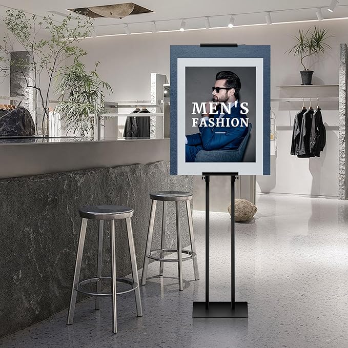 DISPLAYSWORKER Poster Stand for Display,Double Sided Banner Floor Stand with heavy duty Metal Base, Adjustable Pedestal Signage Up to 78 inches for Board & Foam Sign (Double-Pole)