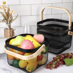 Roshtia 6 Pcs Metal Mesh Steel Basket with Handle, Square Wire Harvest Thanksgiving, Shopping Baskets for Retail Store Christmas Garden Bathroom Kitchen(9.65 x 9.65 x 7.09 Inch,Black)