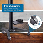 Yescom Mobile Computer Cart Rolling PC Stand Desk Workstation on Wheels with Monitor Mount Adjustable Keyboard Tray CPU Printer Holder for Hospital Clinic School Office Black