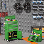 INTERGREAT 8-Drawers Rolling Tool Chest, Assembled Tool Chest with Wheels, Detachable Top Tool Box, Tool Cabinet for Repair Room,Warehouse, Rolling Tool Box with Hooks,Tray Divider,Liners(Green)