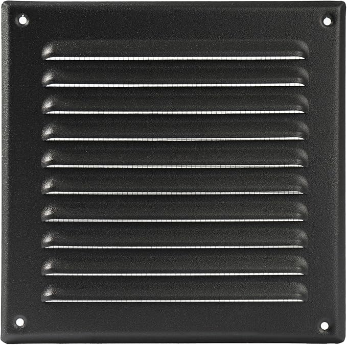 Vent Systems 6 x 6 Inch (Inner) Pack of 10 Black Vent Cover - Square Metal HVAC Return Air Grille with Mesh Screen - Register Wall Vent Grill - Outdoor, Indoor, Crawlspace - Exhaust Ventilation Grill