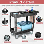 Larger 2 Tier Heavy Duty Utility Service Cart, 550 Capacity Work Cart on Rolling Utility Service Cart for Garden Garage Maintence Transporting (2 Tier, Large)