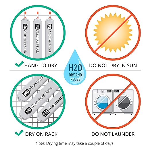 PIG Blue Absorbent Sock | 3.7 Gallon Absorbency | Forms Barrier & Prevents Spills from Spreading | 3" x 20' | 4 Socks | PIG203