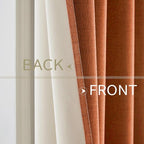 MIULEE 100% Blackout Linen Curtains for Bedroom Thermal Insulated Orange Grommet Room Darkening Curtains & Drapes Fall Decor for Living Room Nursery 52 x 84 Inch (2 Panels)