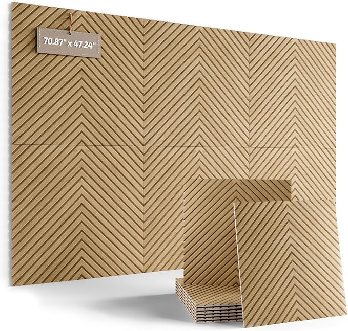 Large Felt Bulletin Board,Cork Board Alternative 70.87'' x 47.24'' Art Acoustical Wall Panels-6 Pack with 60 Adhesive Tabs,for Recording Studio/Home Offices-Natural Oak/Pyramid