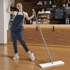 JOYMOOP Commercial Mop and Bucket Set, 17.7-inch Dust Mops for Floor Cleaning, Flat Mop Bucket with Wringer, Include 3 Reusable Microfiber Mop Pads - Forest Green