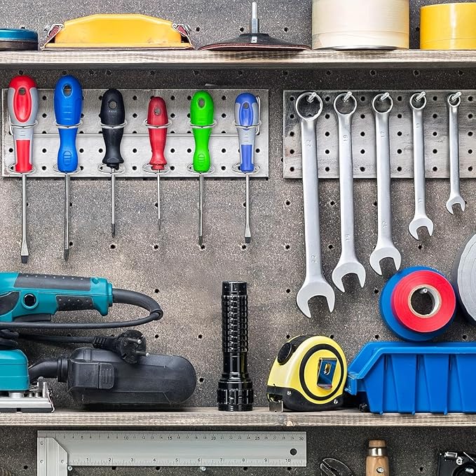 204 peg Board Hooks for Hanging - pegboard Accessories and Hangers for 1/4 & 1/8 inch peg Board Organizer Accessories - Ideal for Garage, Workshop & Tool Storage