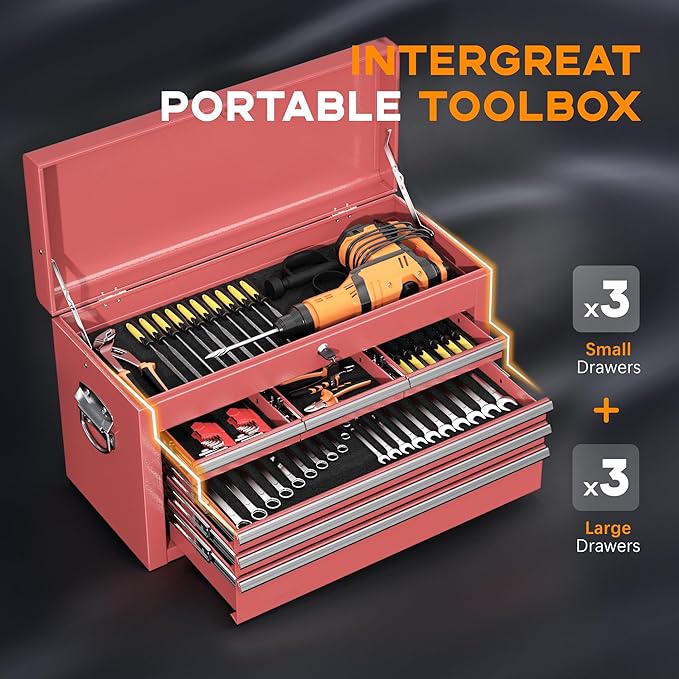INTERGREAT Tool Chest, Assembled Tool Cabinet with 8 Drawers, Detachable Organized Tool Chests, Lockable Tool Cabinet for Workshop, Warehouse, Mechanics Garage (Pink)