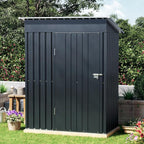 3x5 FT Outdoor Metal Storage Shed with Floor Frame, Single Door, 1 Clear Window, Tool Shed for Garden, Patio, Backyard